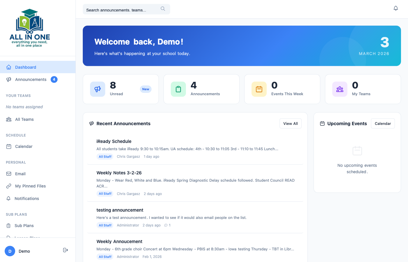 AllInOne School Dashboard